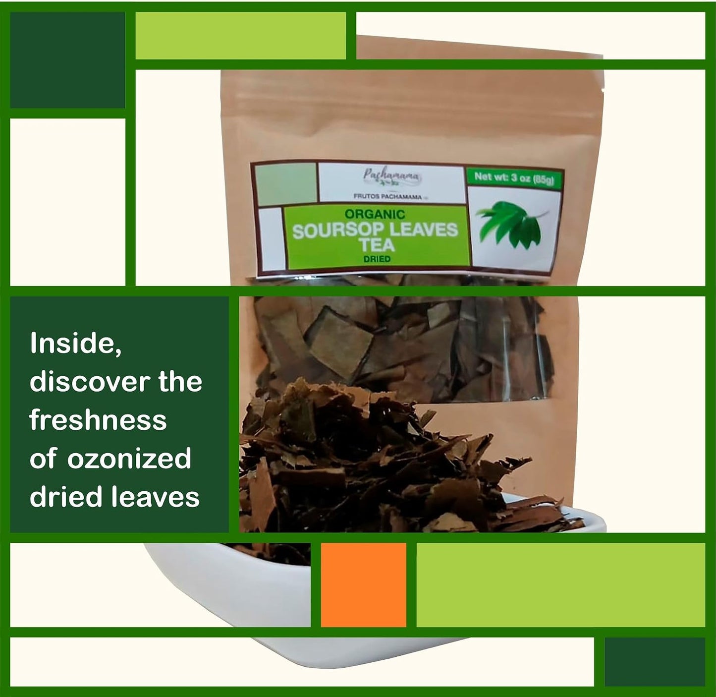 Frutos Pachamama | Organic Soursop Leaves Tea – 100% Pure Dried Guanabana Leaf, Sun-Dried &amp; Hand-Selected for Freshness | Supports Immunity, Relaxation &amp; Digestion | 3 oz (85 g)