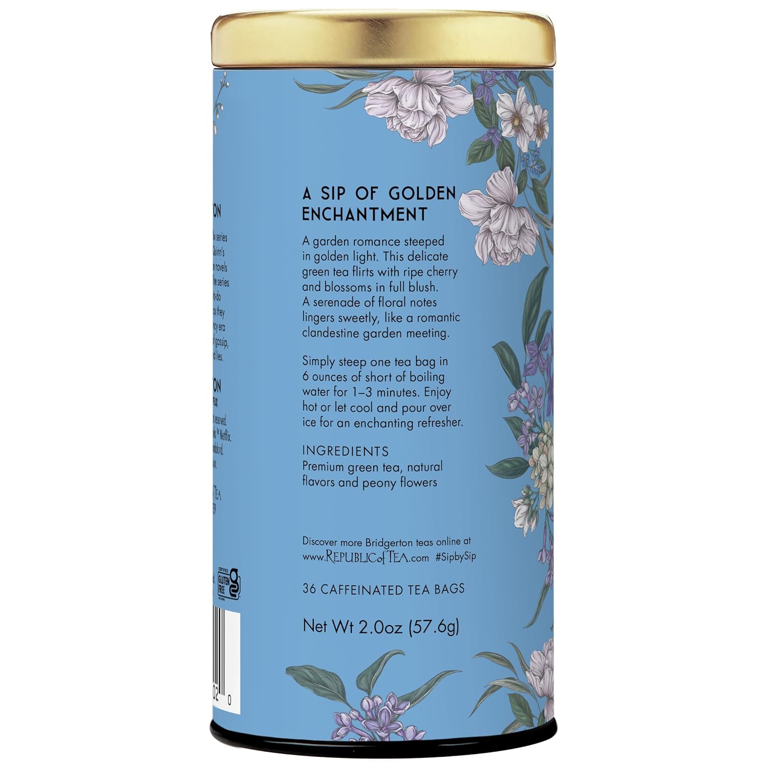 The Republic of Tea — Bridgerton Sophie & Benedict Love in Bloom Green Tea, 36 Tea Bags