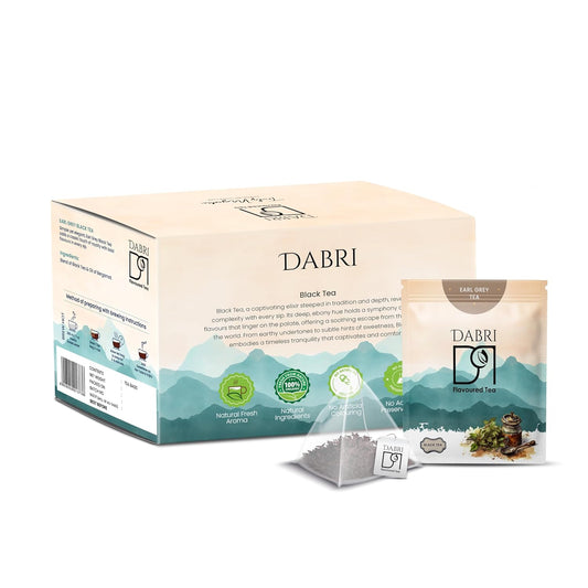 Dabri Earl Grey Tea Bags, Premium Whole Leaf Black Tea with Natural Bergamot | 32 Biodegradable Pyramid Tea Bags