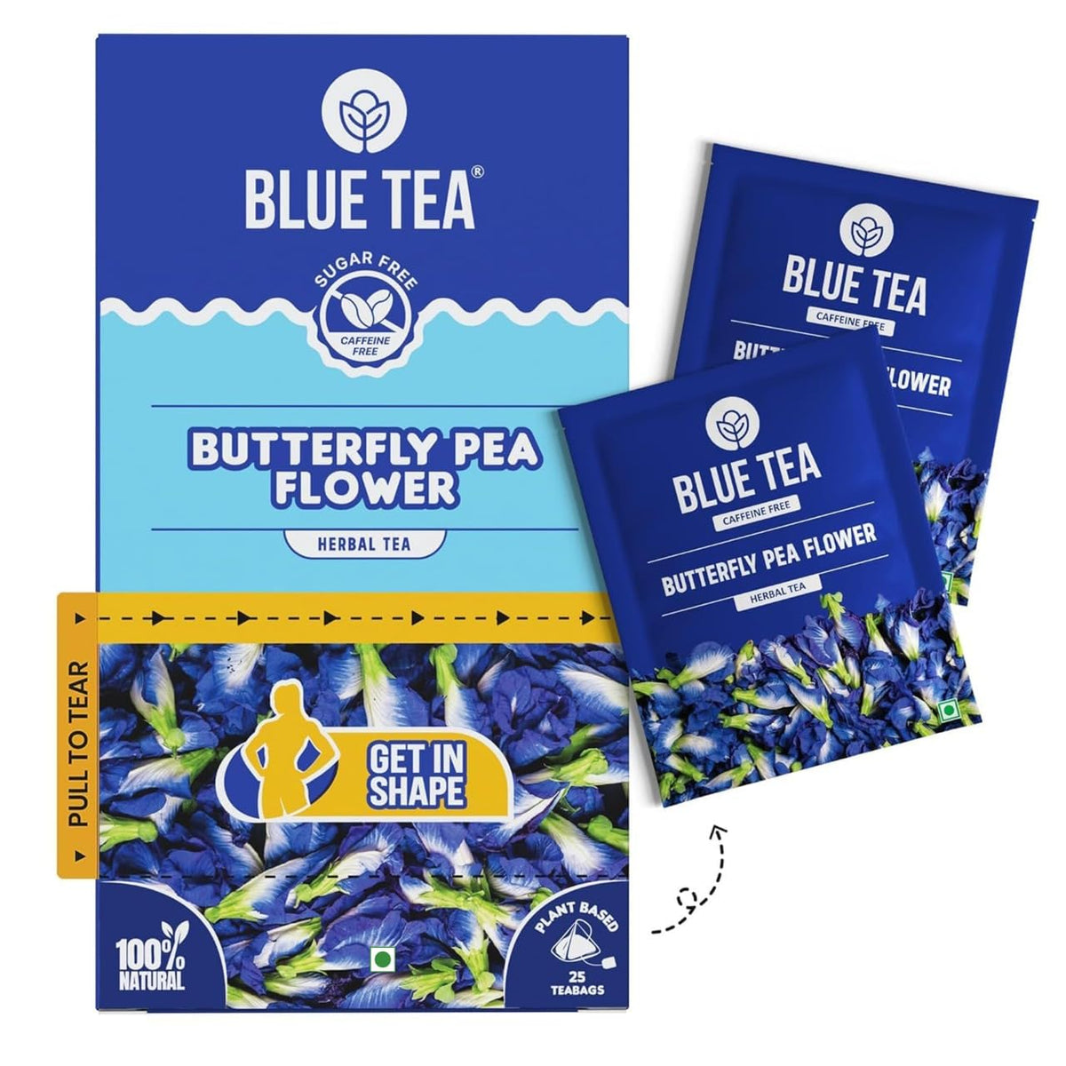 BLUE TEA - Butterfly Pea Flower Tea - 25 Count - Plant Based Tea Bags