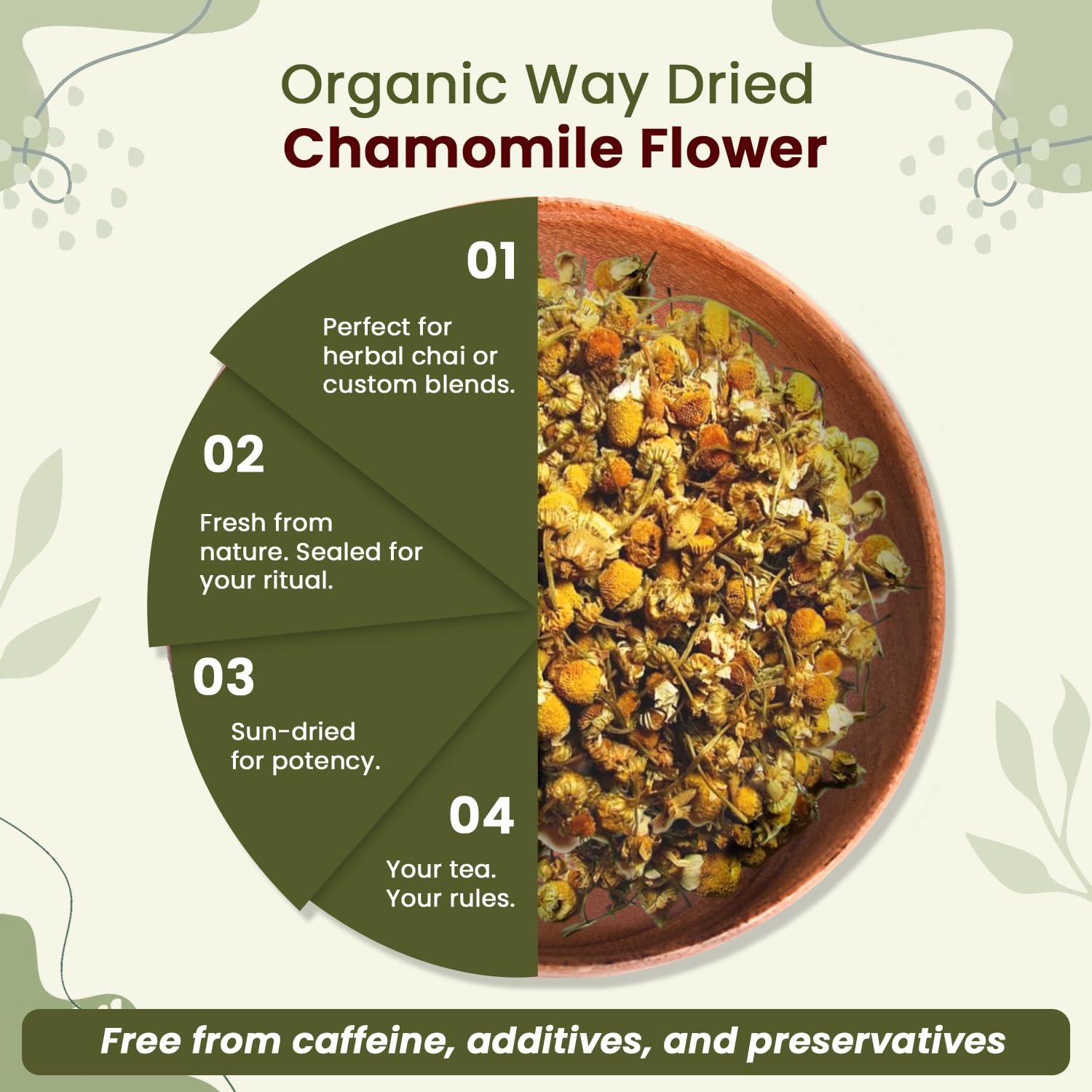 Organic Way Chamomile Flower Whole (Matricaria chamomilla) - Herbal Tea | European Wild-Harvest | Kosher & USDA Certified | Vegan, Non-GMO & Gluten Free | 100% Raw from Albania (2Oz)