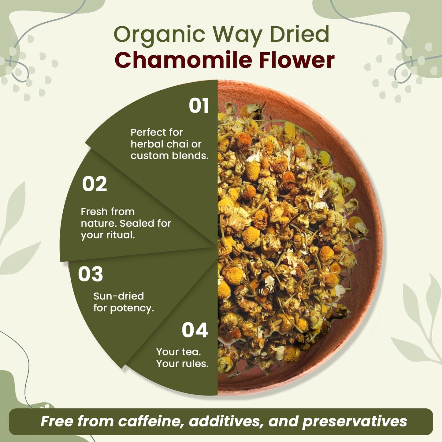 Organic Way Chamomile Flower Whole - Herbal Tea (2 Ounce) | Matricaria chamomilla botanical herb, European Wild-Harvest USDA Organic and Kosher Certified; Non-GMO Origin Albania