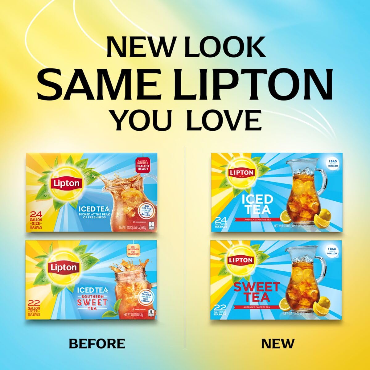 Lipton Black Tea Bags, 48 Count, Gallon Size Unsweetened Iced Tea