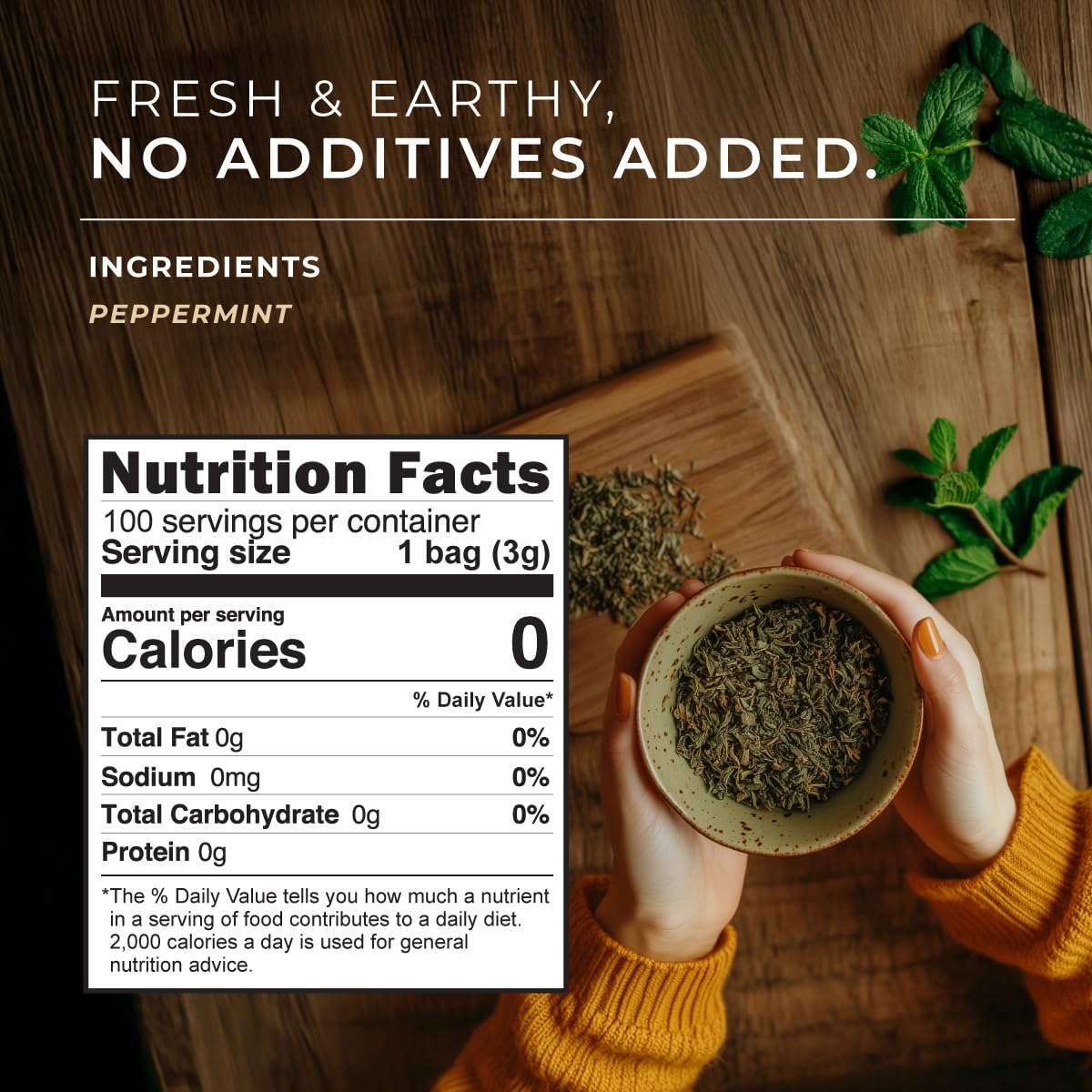 Peppermint Tea Bags 100 Count - 100% Natural Caffeine Free Herbal Tea | Pure Peppermint Leaf, Bold Mint Flavor, Freshen Breath &amp; Soothes Digestion, Hot or Iced