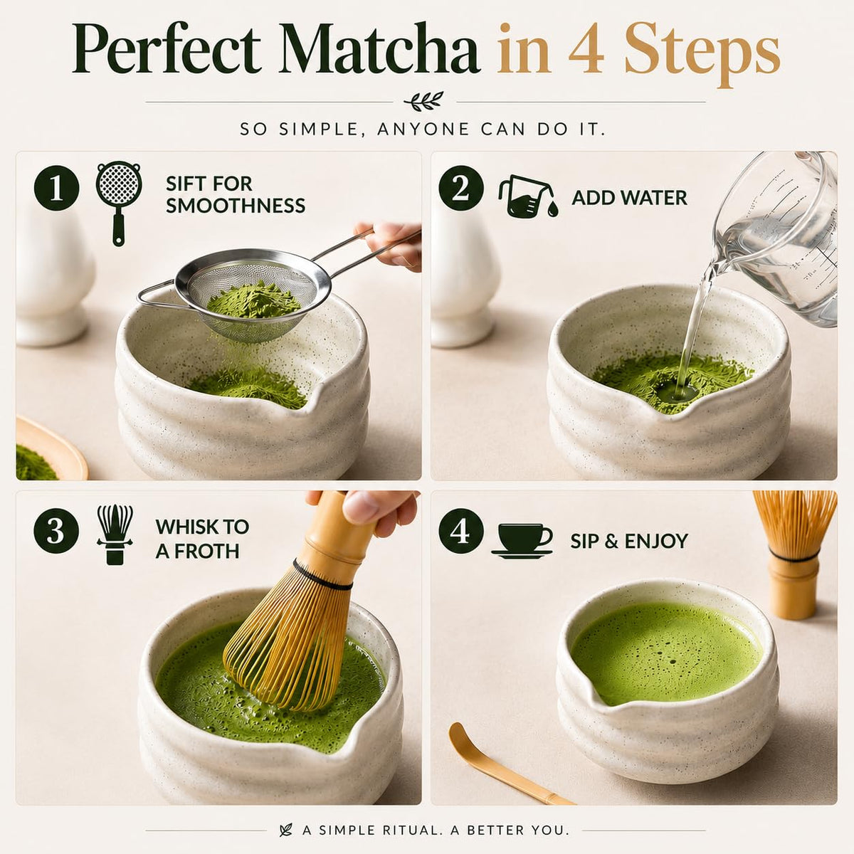 BARISTA EMPEROR® MATCHA WHISK SET PREMIUM 11pcs - Professional Matcha Kit Set with Matcha Bowl, Matcha Whisk, Milk Frother