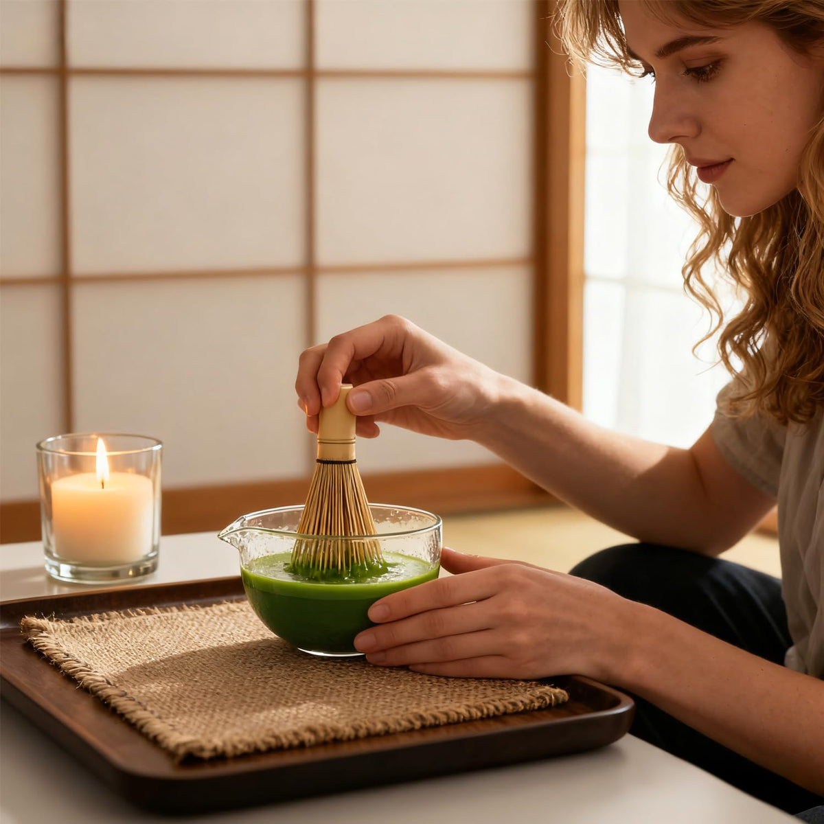 Britegleam Glass Matcha Bowl With Spout,Textured Glass Chawan Matcha Green Tea Whisk Bowls,Clear Japanese Style Cute Salad
