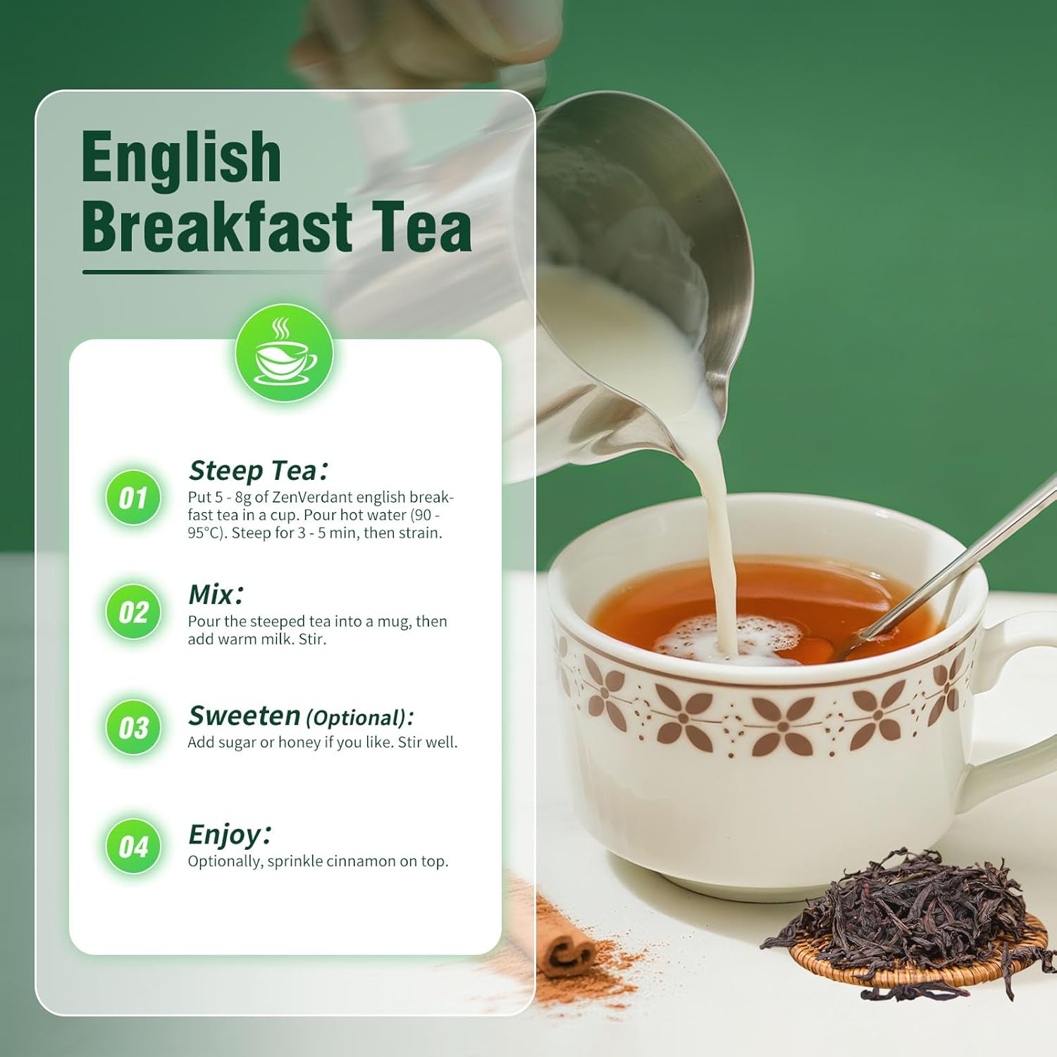 ZenVerdant DT Oolong Tea, 8 oz Whole Leaf Tea | Cortisol Balancing Calming for Stress Relief, Digestion and Metabolism, Rich in Antioxidants | Packaging Mislabeled English Breakfast Tea