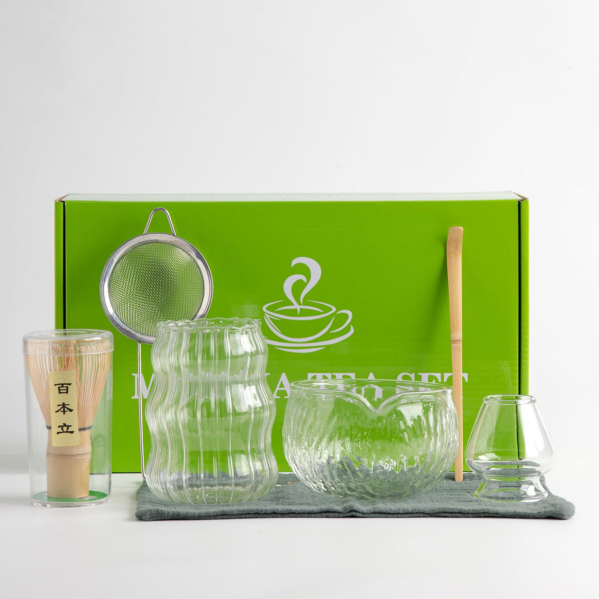 DWEHIXBUY 7Pcs Japanese Matcha Tea Set, Matcha Kit with Matcha Bowl (with Pouring Spout), Matcha Whisk, Whisk Holder