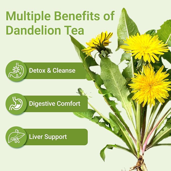Premium 150 Dandelion Tea Bags - Pure | Caffeine Free - No Additives & Non-GMO