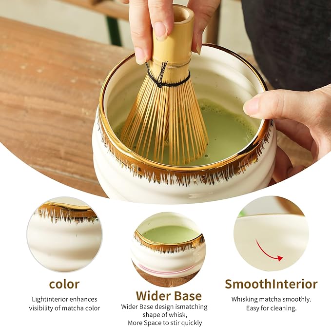 Matcha Whisk Set: Includes Bamboo Whisk, Matcha Bowl, Cute Stand, Bamboo Scoop, Scoop Rest