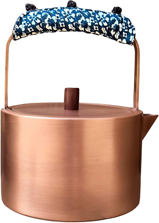 YJX Pure Copper Tea Kettle For Stovetop Safe, Chinese Style Non-Coating Teapot with Stainless Steel Tea Ball For Loose Tea, Durable Tea Pot, 1500ml Kettle