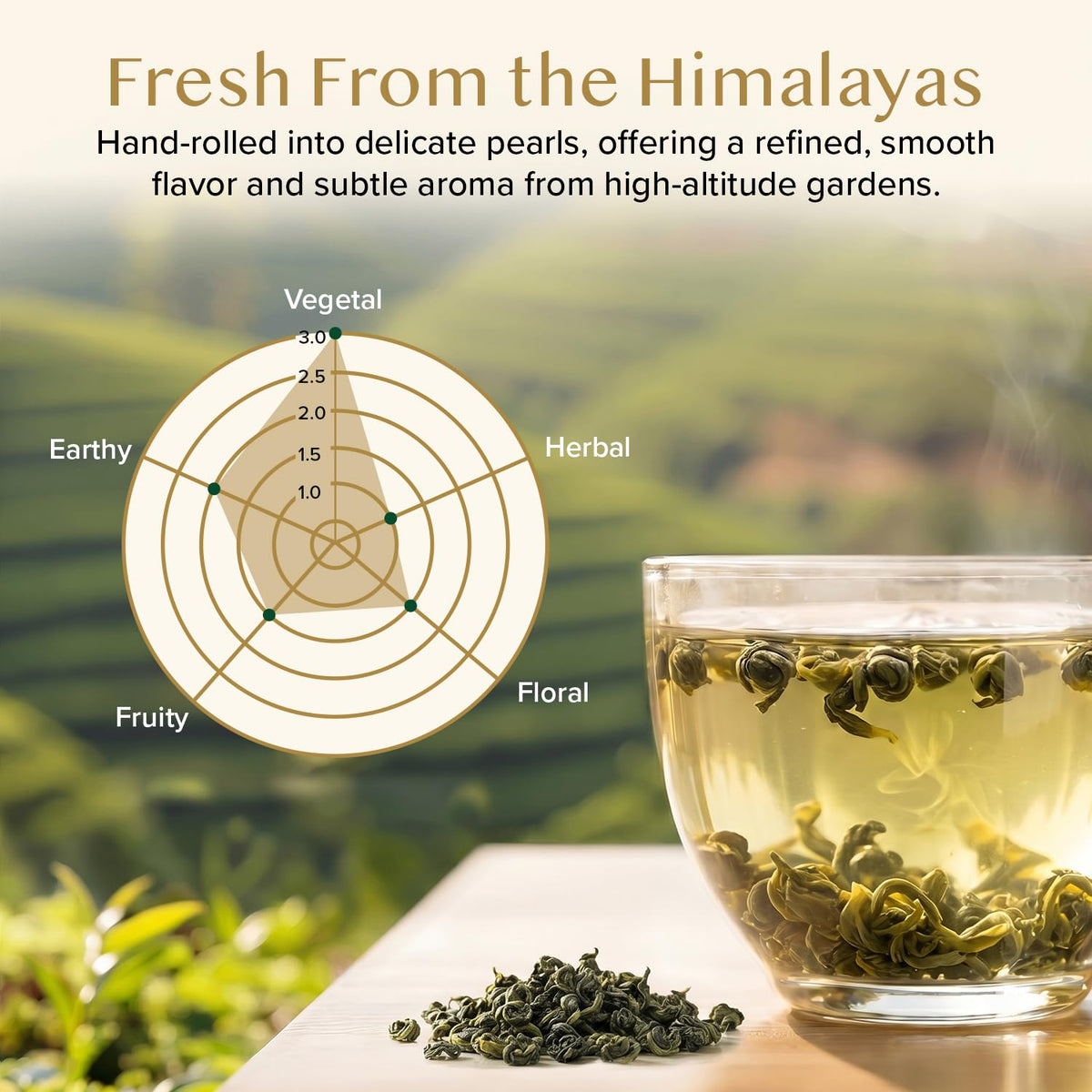 VAHDAM Himalayan Pearls Green Tea Loose Leaf (3.53oz|50+ Cups)Single Origin