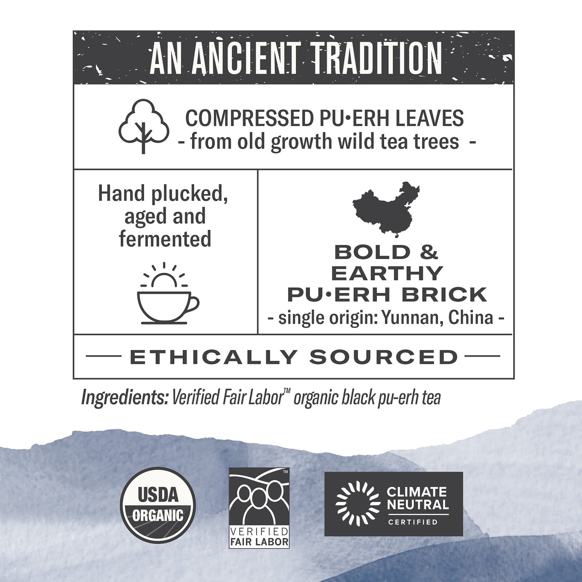 Numi Organic Aged Pu-erh Tea Brick, Fermented Loose Yunnan Dark Black Tea