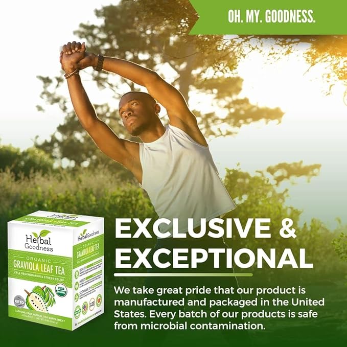 Graviola Leaf Soursop Tea - Organic Soursop Leaves, Hoja de Guanabana Leaves, Cell Support & Regeneration, Calm Relaxation - Caffeine Free
