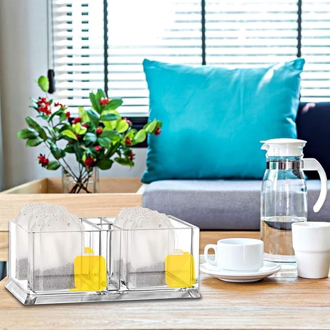 Small Tea Box for Coffee Sugar Bags Holder 5.8x3.2x2.36 inch,Transparent Coffee Sugar Bags Organizer for Home Containers