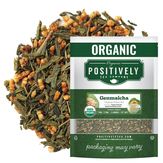 Positively Tea, Organic Genmaicha, Green Tea, Loose Leaf, 16 Ounce