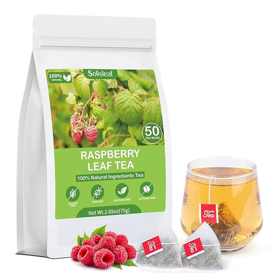 Raspberry Leaf Tea, 100% Natural & Pure Red Raspberry Leaf Herbal Tea Bags, Caffeine Free, Sugar Free, Non-GMO (50 Bags/1Pack)