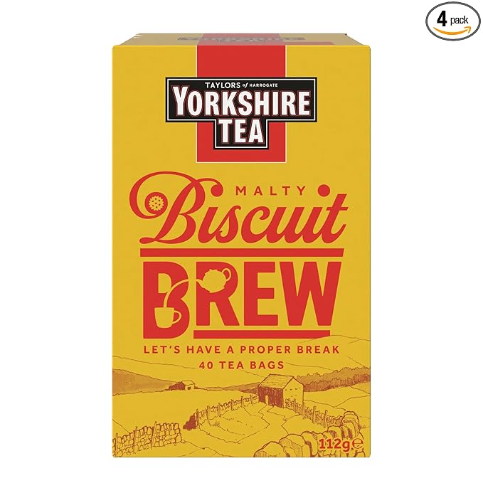 Yorkshire Tea Biscuit Brew Tea Bags, Pack of 4 (total of 160 tea bags)