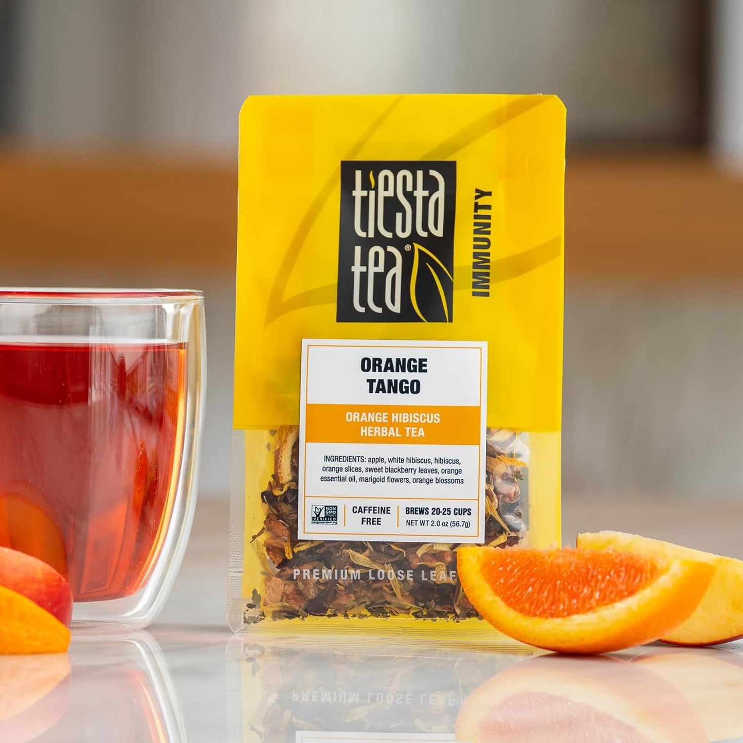 Tiesta Tea - Orange Tango, Loose Leaf, Orange Hibiscus Herbal Tea | Premium Non-Caffeinated Fruit Blend, Makes Hot or Iced &amp; Up to 25 Cups, 2oz Resealable Pouch