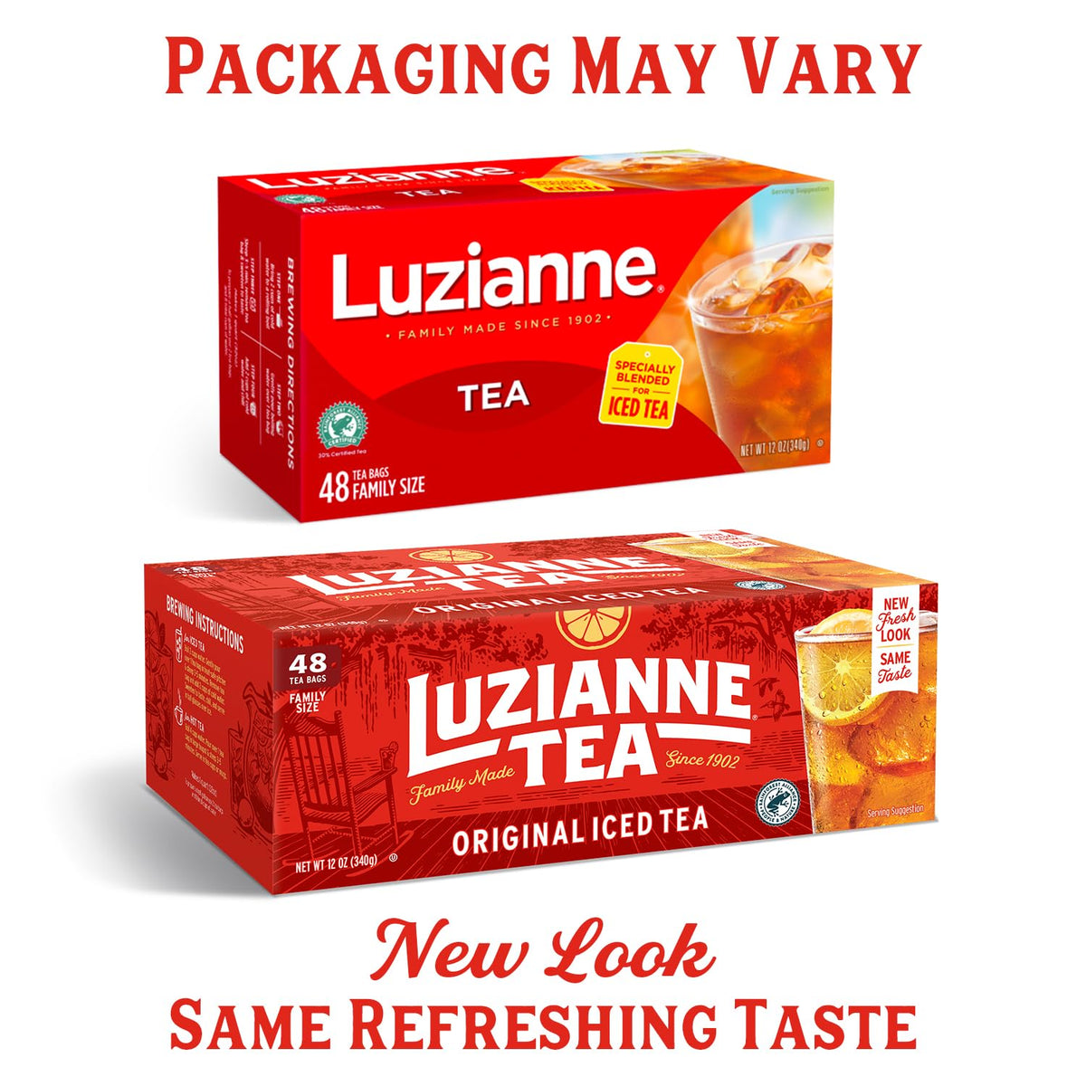 Luzianne Iced Tea Bags, Unsweetened, 400 Tea Bags (4 Boxes of 100 Count Pack), Specially Blended for Iced Tea, Clear &