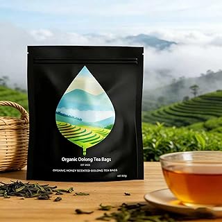 PipiTea Organic Oolong Tea Bags - Whole Leaf, (20 bags) 4g Selected Tea Leaves - Helps lower cortisol levels, relieve stress, promote digestion and metabolism, vegan, non-GMO (B)