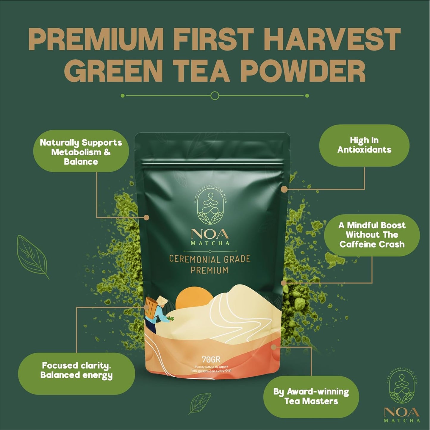 NOA MATCHA JAPAN CEREMONIAL GRADE 70 GR PREMIUM FIRST HARVEST