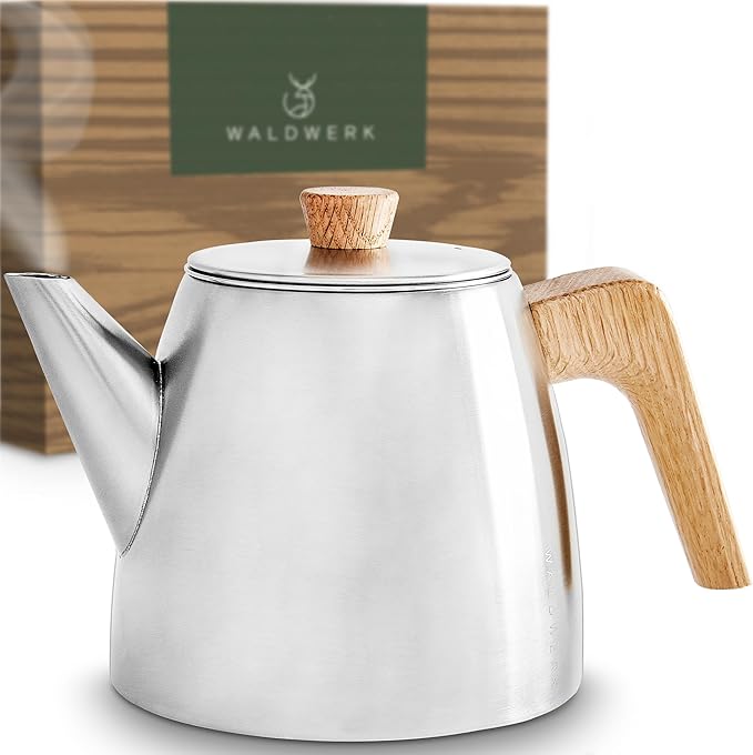 Waldwerk Tea Pot with Infuser - Double Wall Stainless Steel Teapot - Tea Pot with Infuser for Loose Tea