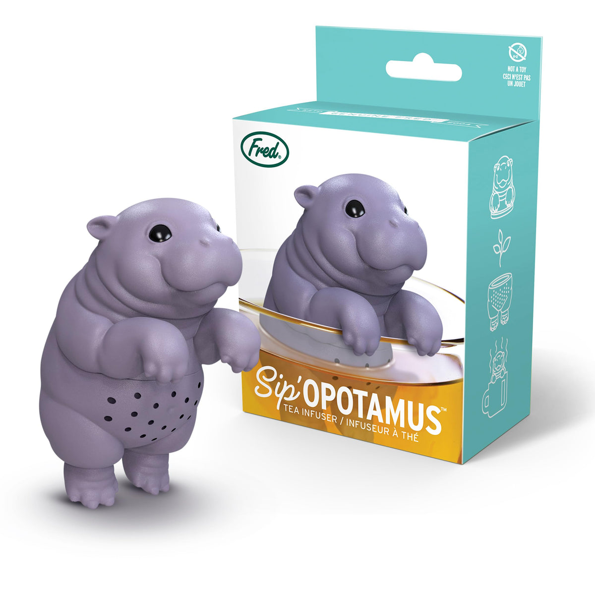 Fred & Friends Genuine Fred SIP'OPOTAMUS Baby Hippo Tea Infuser – Moo Deng Inspired Design - Loose Leaf Tea Strainer