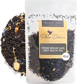 Plum Deluxe Creme Brulee Earl Grey Black Tea (60-80 Cups), Premium Loose Leaf Tea Leaves, Hot or Iced, Sweetener and Dairy Free, No Artificial Flavors