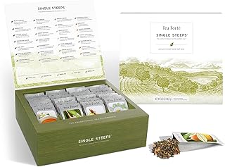 Tea Forte Single Steeps Loose Leaf Tea Sampler, Assorted Variety Tea Box, 15 Single Serve Pouches, Gifts for Mom, Classic Tea