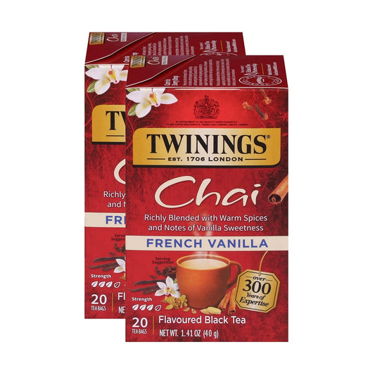 Twinings French Vanilla Chai Black Tea Individually Wrapped Bags