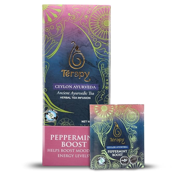 Térapy Ceylon Peppermint Tea, All Natural Herbal Ingredients, 100% Organic Peppermint Tea Bags Individually Wrapped