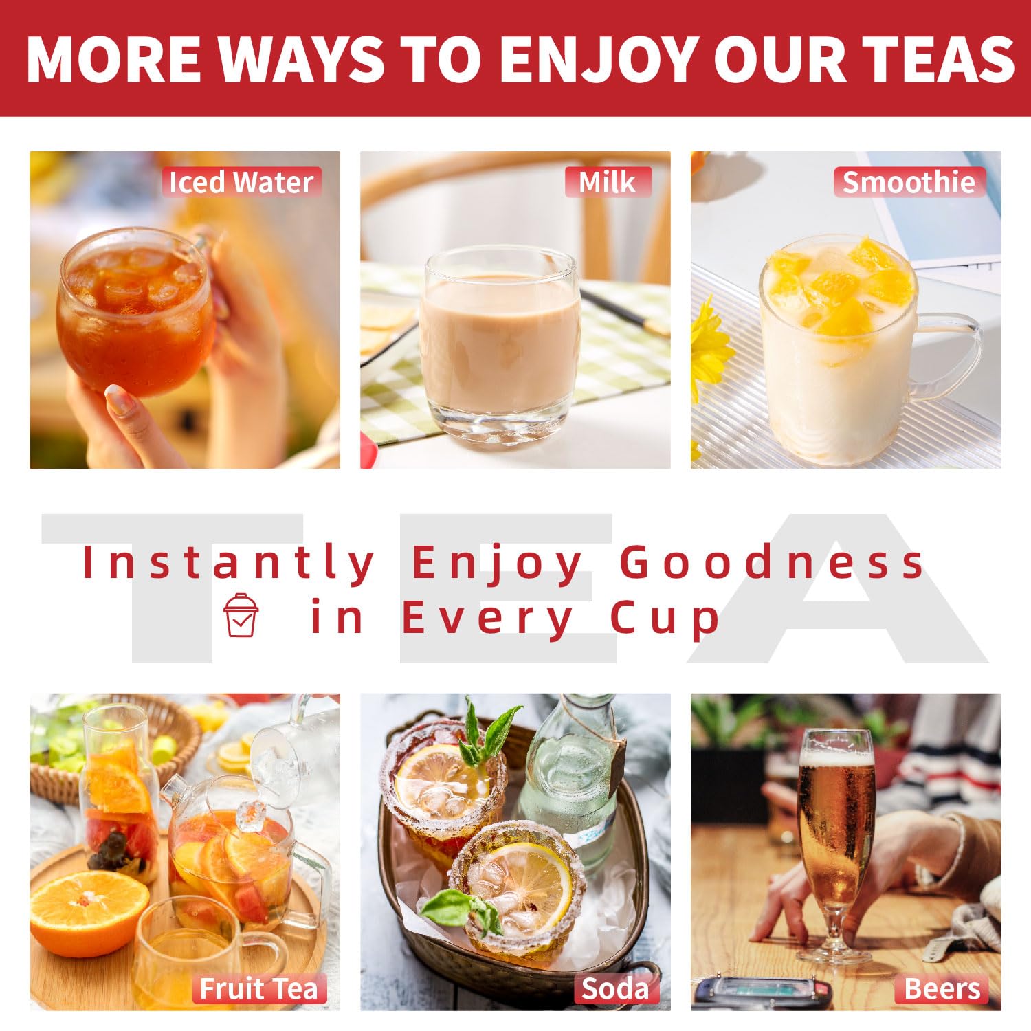 QIRIYUANYE Cold Brewed Instant Tea Powder - Original Flavored Black Tea - Sugar Free - Makes 12 Cups