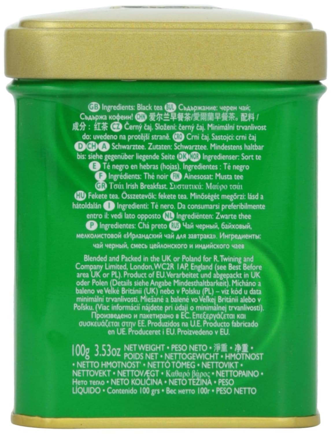 Twinings Irish Breakfast Loose Tea, Pack of 6, 3.53 Ounce Tins, Smooth, Flavourful, Robust Black Tea Leaves, Caffeinated