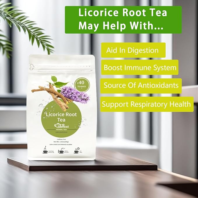 Samcci - Licorice Root Tea, Premium 40 Licorice Root Tea Bags -Natural Sweet - Non-GMO - Naturally Caffeine-free