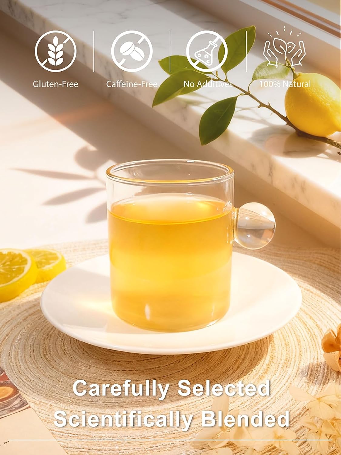 TeeLux Lemon Ginger Tea, Soothing &amp; Warming Flavor, Caffeine Free, 100 ct | Zesty Ginger Root Blend with Lemongrass, Lemon Peel &amp; Sweet Tea Leaves, Citrus Aroma, Sugar Free, Gluten Free, Hot or Iced