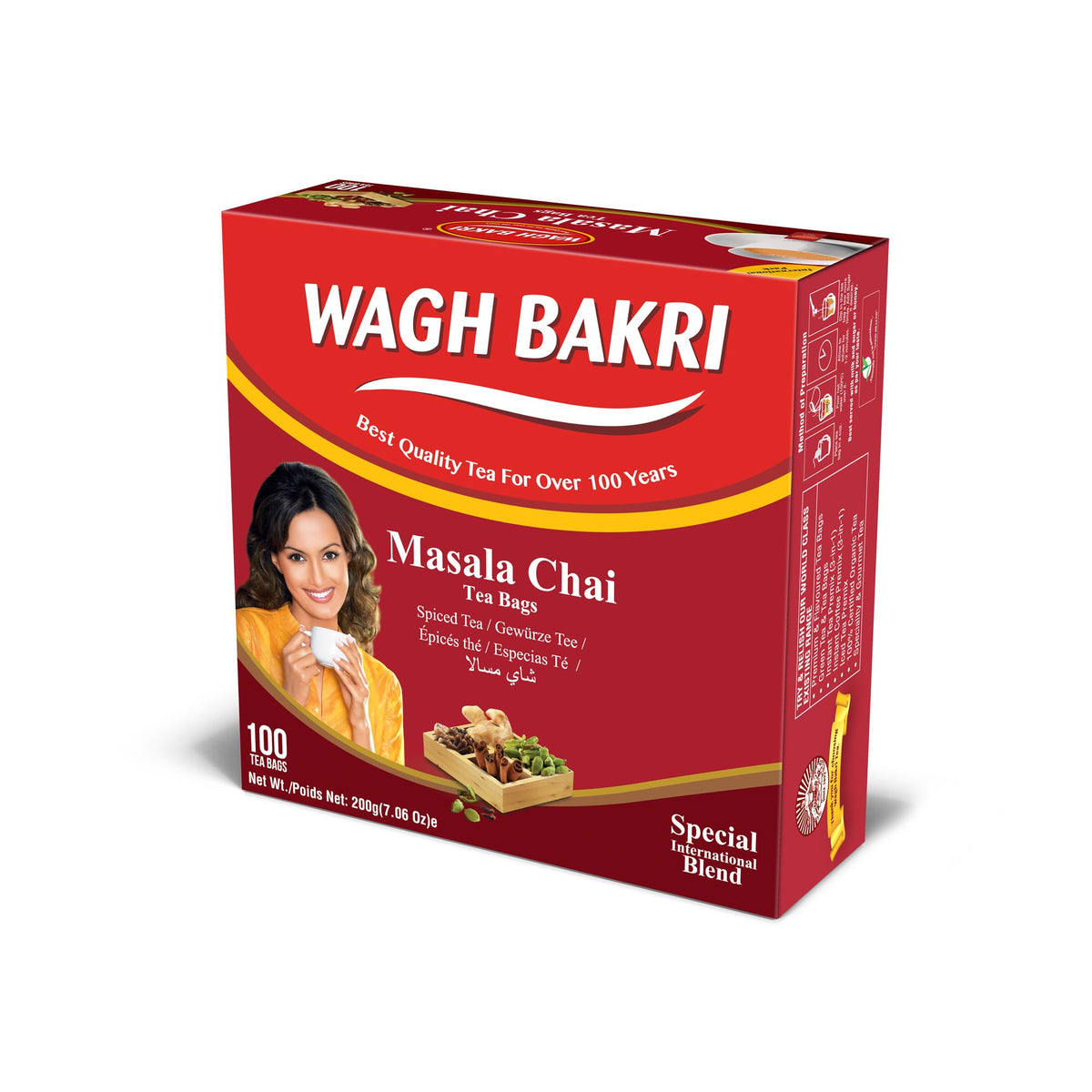 Wagh Bakri Chai Tea Bags, 100 Tea bags of Special International Blend, 200 grams