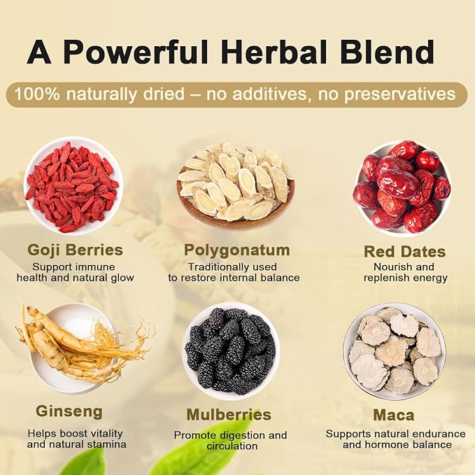 Ginseng Five Treasure Tea - Herbal Tea Formula Ginseng Five Treasure Wubao Herbal Chinese Teas for Men Women (1Pack(25Bags))