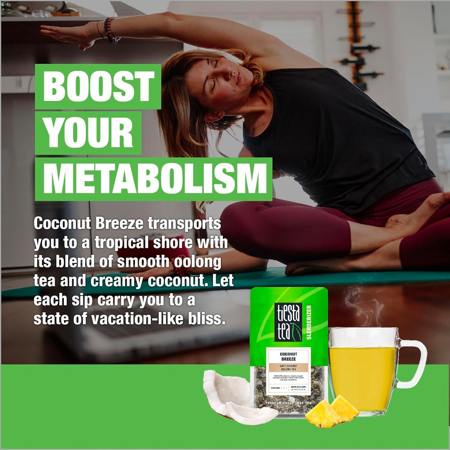Tiesta Tea - Coconut Breeze, Loose Leaf, Soft Coconut Oolong Tea, Medium-Caffeinated Blend, Makes Hot or Iced & Up to 20-25 Cups, 2oz Resealable Pouch