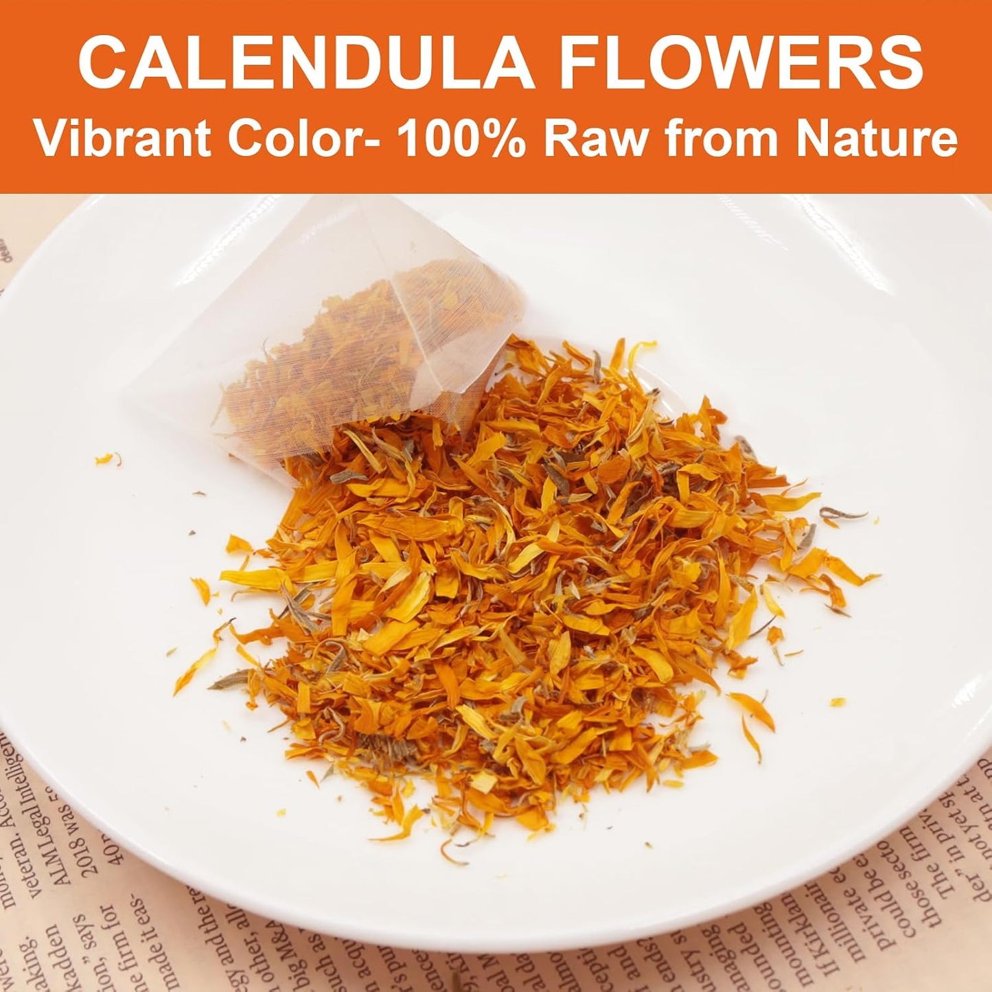 FullChea Premium Cut &amp; Sifted Calendula Tea Bags, 1.5g X 30 Count | Pure Natural Calendula Flowers For Skin Health &amp; Support Wellness, Non-GMO, Caffeine-free, Bittersweet &amp; Mellow