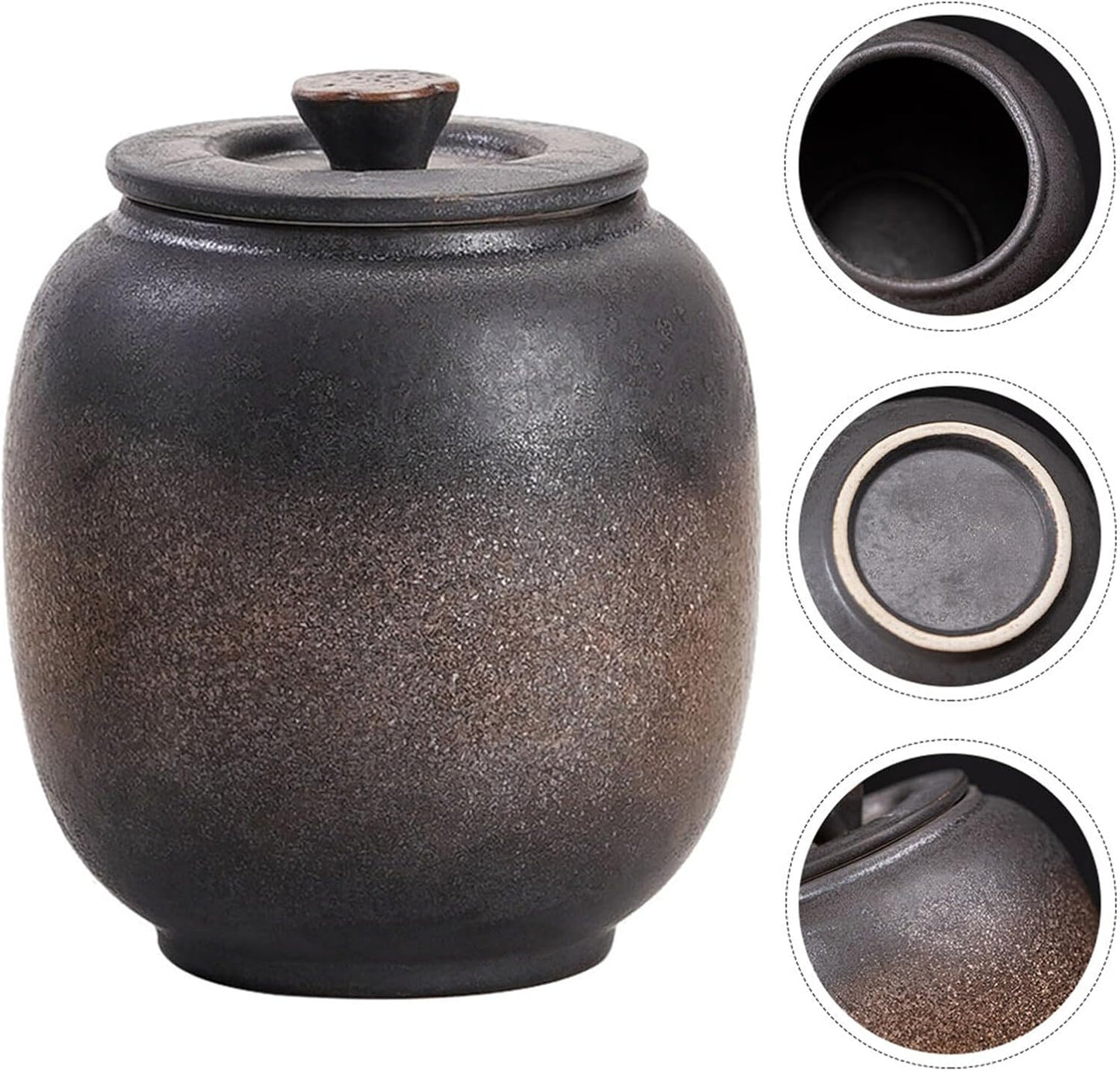 STOBAZA Ceramic Tea Canister Sealed Storage with Lid, 3.07 x 3.66Inch Jar | Covered Storage Format for Loose Leaf Tea, Sugar and Small Dry Ingredients