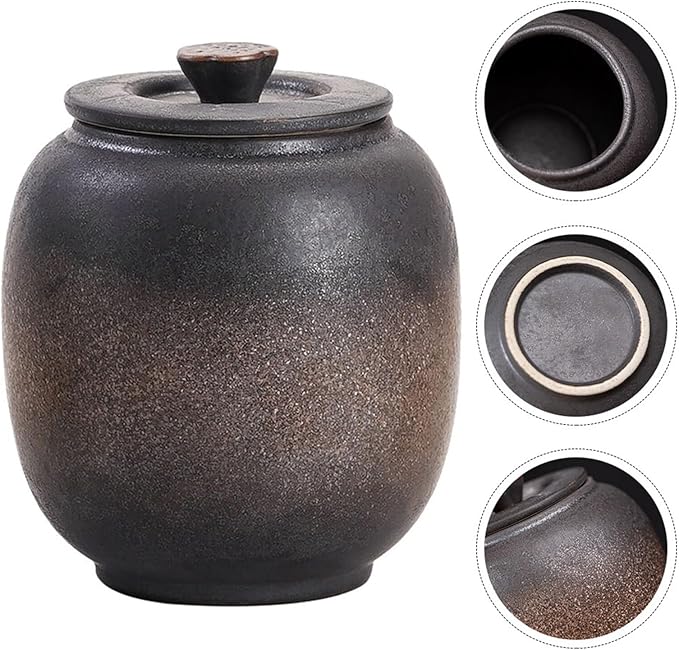TOBAZA Ceramic Coffee Canister with Airtight Lid, Kitchen Food Storage Jar china for Loose Tea, Salt, Herb, Sugar, Spice, Beans, Nuts, Traditional Chinese china