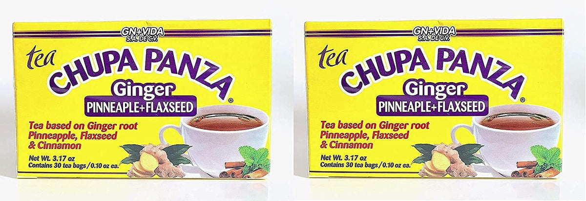GN+Vida Tea CHUPA Panza, Tea Based ONGINGER Root, PINNEAPPLE, Flaxseed & Cinnamon (30 Tea Bags/0.10 oz Each) (2-Pack)