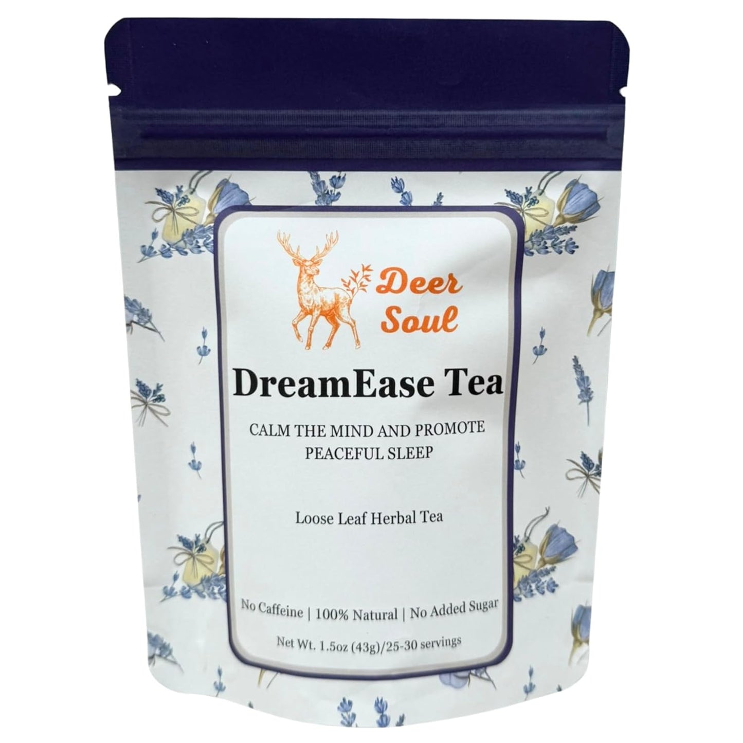 Deer Soul DreamEase Herbal Tea Blend with Chamomile, Lemongrass, Passion Flower, Skullcap, California Poppy & Lavender | Organic Ingredients | Loose Leaf Tea 1.5oz