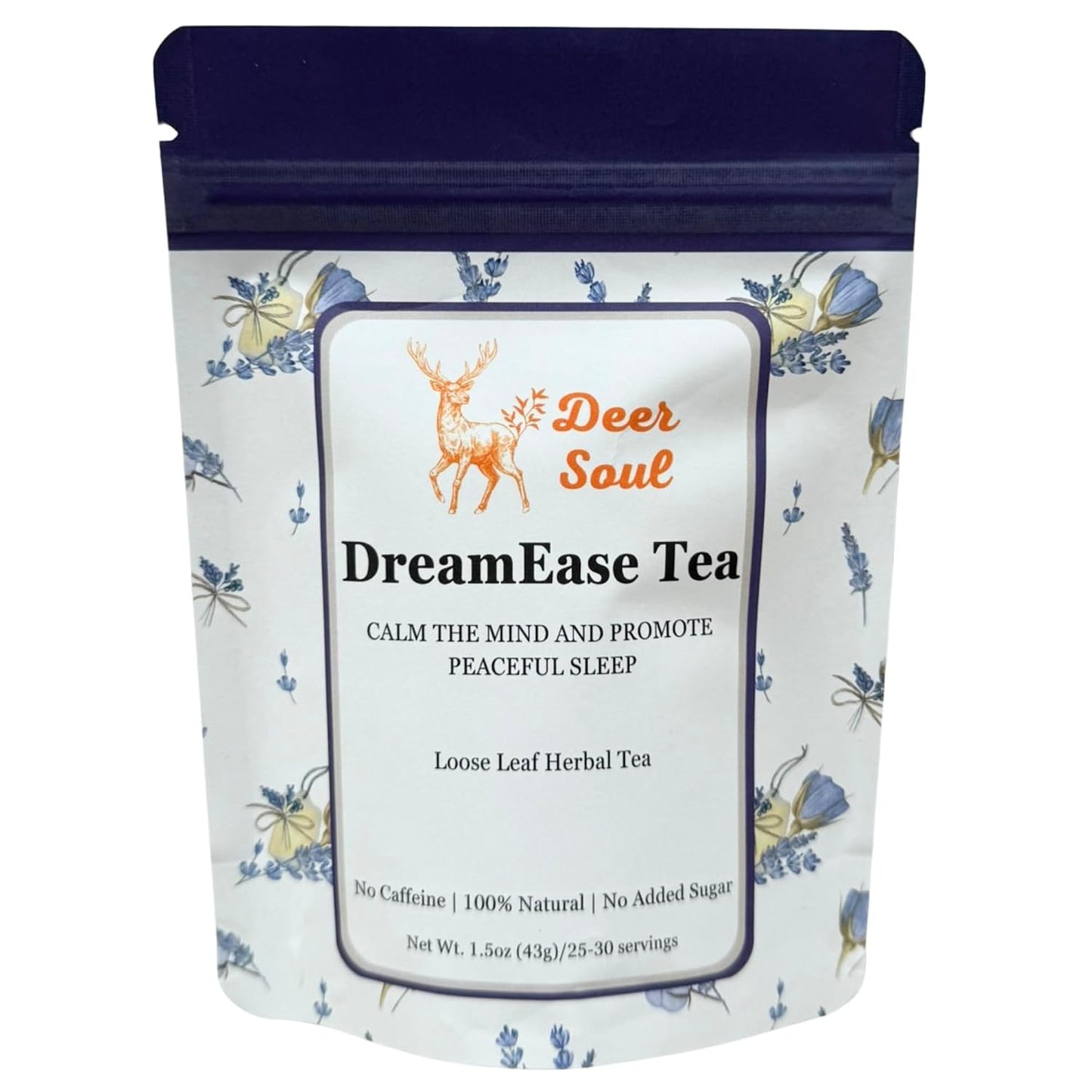 Deer Soul DreamEase Herbal Tea Blend with Chamomile, Lemongrass, Passion Flower, Skullcap, California Poppy &amp; Lavender | Organic Ingredients | Loose Leaf Tea 1.5oz
