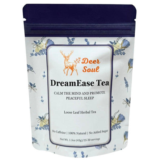 Deer Soul DreamEase Herbal Tea Blend with Chamomile, Lemongrass, Passion Flower, Skullcap, California Poppy &amp; Lavender | Organic Ingredients | Loose Leaf Tea 1.5oz