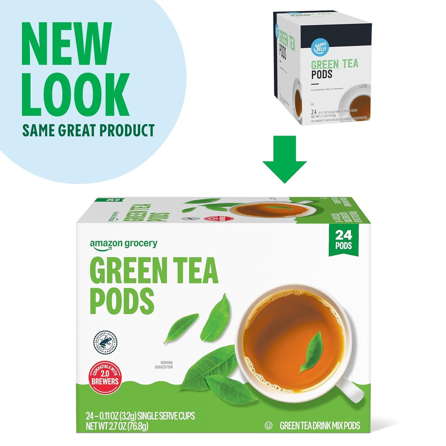 Amazon Grocery, Green Tea Pods, 2.7 Oz, 24 Ct