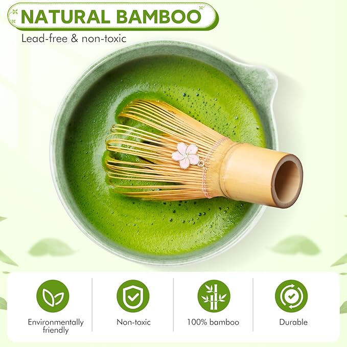 8 PCS Premium Matcha Whisk Set - Japanese Matcha Bowl Tea Making Tools Bamboo Whisk Kit Traditional Handcrafted Tea Ceremony Tools Gifts for Matcha
