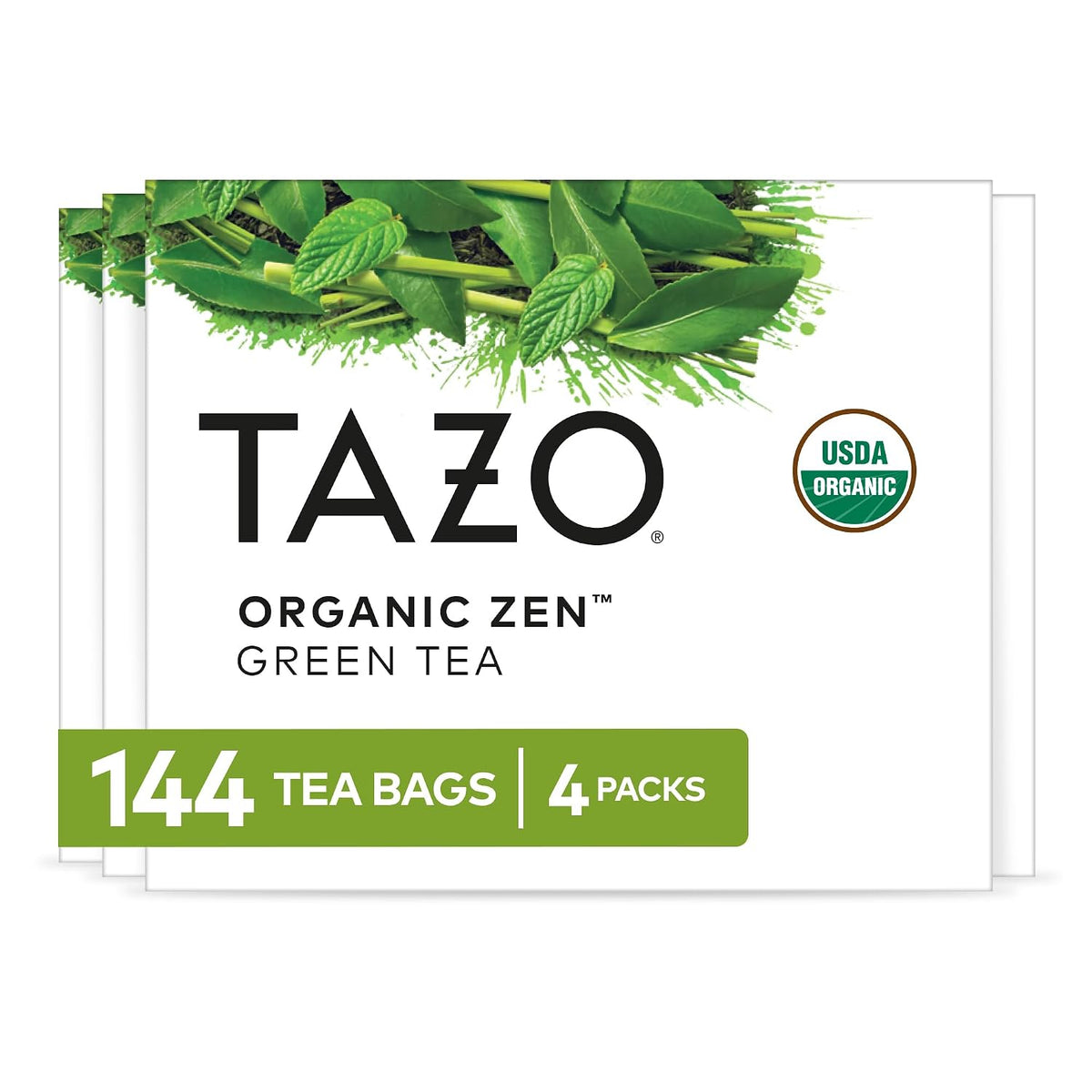 Tazo Organic Zen Green Tea, Green Tea Zen for Health and Wellness, 144 Total Tea Bags (36ct - Pack of 4)