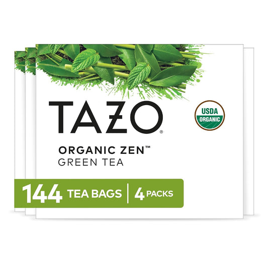 Tazo Organic Zen Green Tea, Green Tea Zen for Health and Wellness, 144 Total Tea Bags (36ct - Pack of 4)